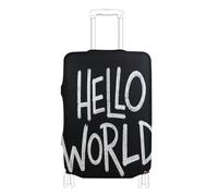 KLL Hello World Graffiti Style Elastic luggage protector cover Scratchproof carry on suitcase cover luggage protector Fit 18-32 Inch Luggage, hello world Graffiti style, M 22-24 in