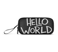 KLL Hello World Graffiti Style Nylon Pencil Bags Large Capacity College Pencil Case School Stationery for Middle School Women