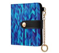 KLL Herringbone Houndstooth Checked Royal Blue Turquoise Women's Leather Folding Wallet Waterproof PU Leather Folding Wallet for Men Women Travel