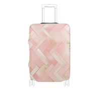 KLL Herringbone Peach Gold Trendy Elastic fabric luggage cover Scratchproof suitcase elastic cover luggage protector Fit 18-32 Inch Luggage, herringbone peach gold trendy, L 26-28 in