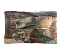 KLL Hoover Dam Lizard Selfie Washable Dog Sleeping Mattress Soft Comfortable Anti-Slip Bottom Dog Cat Bed for Large Jumbo Medium Small Dogs 24" x 18"