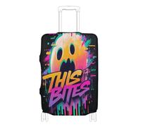 KLL Horror Graffiti ghosts This Bites Elastic carry on luggage cover protector Anti Scratch suitcase cover travel accessories Fit 18-32 Inch Luggage, horror graffiti ghosts this bites, S 18-20 in