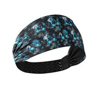 KLL Horror Skull Blue Neon Eyes Cooling sweatband headband Elastic wide head bands for women's hair for Athletic Sports washing face Volleyball