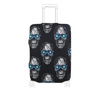 KLL Horror Skull Blue Neon Eyes Elastic large covers for luggage Anti Scratch elastic suitcase covers travel accessory Fit 18-32 Inch Luggage, Horror skull blue neon eyes, M 22-24 in