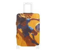 KLL Hot Brown Female Soccer Player Elastic luggage cover Scratch-Resistant Fit suitcase elastic cover luggage protectors Fit 18-32 Inch Luggage, Hot brown female soccer player, L 26-28 in