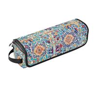 KLL Hot Hair Tools Travel Bag and Heat Resistant Mat with Zipper Large Capacity Hair Straighteners Organizer for Flat Irons, Straighteners, Curling Irons, Bohemian Boho Vintage Mandala Style Flower