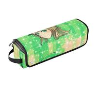 KLL Hot Hair Tools Travel Bag with Removable Heat Resistant Mat Waterproof Hair Tools Travel Organizer for Curling Iron Straightener Flat Hair Dryer, St Green Hatted Shamrock Maiden