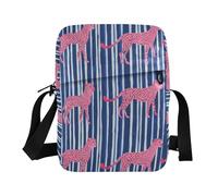 KLL Hot Pink Cheetah Blue Striped messenger bag for men Vegan Leather men's shoulder bag Travel Shoulder Handbags