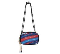 KLL Independence July 4th Red Blue Stars Small Black Crossbody Purse Mens Comfort with Credit Card Slots Over The Shoulder Purse Take a walk