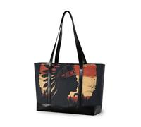 KLL Indian Headdress Western Cowboy Style Silhouette Large Capacity computer bag for women with zipper canvas tote Large Handbag for travel with lunch bolsos secret para mujeres