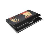 KLL Indian Headdress Western Cowboy Style Silhouette Ultra-Thin Small Business Card Holder with Leather and Stainless Steel Name Card Holder for Protects Your Cards portatarjetas para Hombre