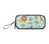 KLL Indian Lion Animal Animal Colorful Nylon Pencil Cases for College Students Big Capacity Pencil Cases Stationery Bag for Elementary Adolescents