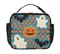 KLL Insulated Lunch Bags Leakproof Portable Men's Lunch Box Removable Shoulder Strap Meal Containers for Work & School Cartoon Cute Halloween Dots