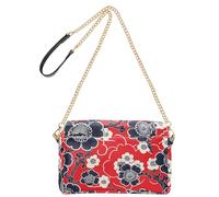 KLL Japan Vine Pattern Floral Red Fashion Crossbody Bags For Women Vegan Leather Cross Body Purses Zip Shoulder Handbags
