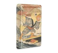 KLL Japanese Ocean Sea Wave Surfing Duck leather slim wallet With ID Window RFID Blocking card wallet for Men and Women billetera para hombre