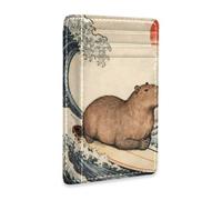 KLL Japanese Ocean Sea Wave Surfing Groundhog leather slim womens wallet with money clip RFID Blocking credit card wallet for men&women carteras para hombres