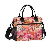KLL Jungle Animal Animal Bright Rosy Beige Cream Portable Cooler Tote with Shoulder Strap Lunch Boxes for Men for Kindergarten lunchera para almuerzo