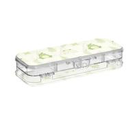 KLL kawaii-style Green Frog Leaf Rainbow Designed Plastic Pencil Box Clear