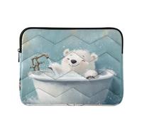 KLL Laptop Sleeve Case Waterproof Laptop Zipper Case 13 Inch 14 Inch Cute Polar Bear Retro Bathtub Tablet Briefcase Carrying Bag