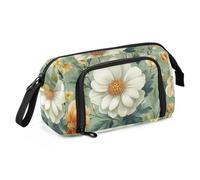 KLL Large Pencil Case Large Capacity Flowers Pansy Carnation Green