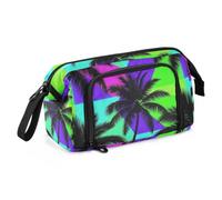 KLL Large Pencil Case Large Capacity Neon Palm Trees Tropical Pattern