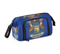 KLL Large Pencil Case Large Capacity Oil Painting Flag Michigan | Zipper Pencil Case,with Handle,for Adolescentes Cosmetics