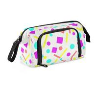 KLL Large Pencil Case Large Capacity Retro 80s Abstract Memphis White