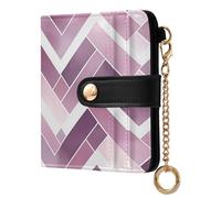 KLL Lavender Blush Herringbones Ladies Premium Foldable Wallet Convenient PU Leather Bifold Wallet for Woman Girl