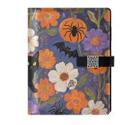 KLL leather lined composition notebook college ruled notebook for diary delicate Happy Halloween Black Cat Pumpkin 6.7×9.2 inches