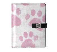 KLL leather lined composition notebook college ruled notebook for journal delicate Paw Print Rose Peach Seamless 6.7×9.2 inches