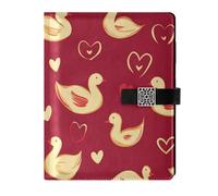 KLL leather lined composition notebook college ruled spiral for working portable Heart Shape Decor Love Black Pink Valentine' 6.7×9.2 inches
