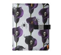 KLL leather lined composition notebook journal notebook for working delicate Purple Calla Lilies for Halloween 6.7×9.2 inches