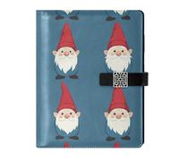 KLL leather lined composition notebook journal notebook for working delicate Red and Blue Gnomes 6.7×9.2 inches