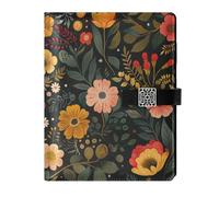 KLL leather lined composition notebook journal notebook for working water proof cover Vintage Floral Dark 6.7×9.2 inches