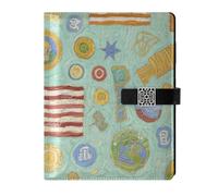 KLL leather lined composition notebook leather notebook for diary water proof cover Art Painting American Green 6.7×9.2 inches