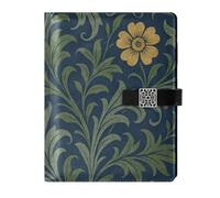 KLL leather lined composition notebook leather notebook for travelling portable William Morris Yellow Pattern 6.7×9.2 inches