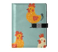 KLL leather lined composition notebook notebook college rule for journal delicate Cartoon Cute Chicken Blue 6.7×9.2 inches