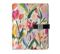 KLL leather lined composition notebook notebook college rule for journal water proof cover Flowers Soft Colors Impressionist 6.7×9.2 inches