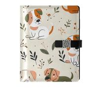 KLL leather lined composition notebook notebook college ruled for travelling portable Cute Dog 6.7×9.2 inches