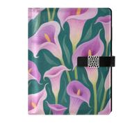 KLL leather lined composition notebook notebooks college ruled for travelling delicate Purple-pink Calla Lily 6.7×9.2 inches