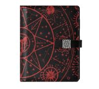 KLL leather lined composition notebook subject notebook college for diary portable Gothic Red Black Halloween Tarot Astrology 6.7×9.2 inches