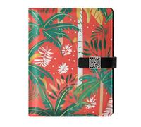 KLL leather lined journal notebook college ruled notebooks for diary water proof cover Summer Tropical Trees 6.7×9.2 inches