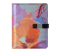 KLL leather lined journal notebook college ruled spiral for college portable Purple Orange Flower 3d Rendering 6.7×9.2 inches