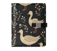 KLL leather lined journal notebook journal notebook for college portable White Duck Green Leaves 6.7×9.2 inches