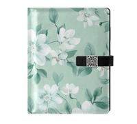 KLL leather lined journal notebook journal notebook for diary delicate Flowers Mint Green 6.7×9.2 inches