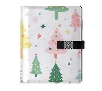 KLL leather lined journal notebook journal notebook for planning portable Colorful Pastel Cute Trees 6.7×9.2 inches