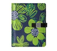 KLL leather lined journal notebook journal notebook for working water proof cover Carnation Lime Green and Navy Blue 6.7×9.2 inches