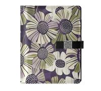 KLL leather lined journal notebook notebook college rule for travelling delicate Purple and Green Sunflower 6.7×9.2 inches