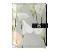 KLL leather lined journal notebook notebook college rule for working portable Sweet Calla Lily Neutral 6.7×9.2 inches