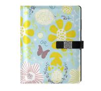 KLL leather lined journal notebook notebooks college ruled for college portable Spring Flowers Light Color 6.7×9.2 inches